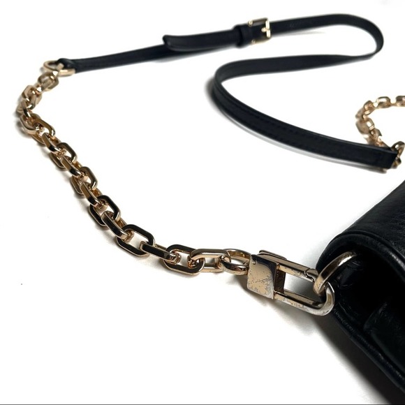 Tory Burch Britten Crossbody Bag Leather Black Convertible Clutch - Picture 7 of 10